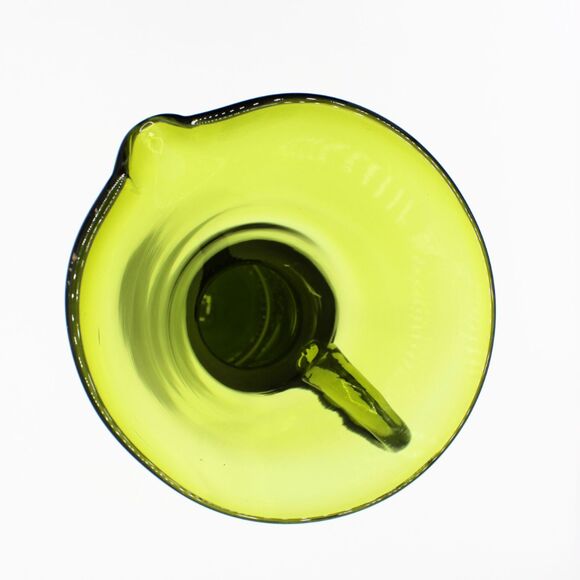 Vintage Hand Blown MCM Olive Green Bischoff Hourglass Cocktail Pitcher 12" Tall - Picture 3 of 6